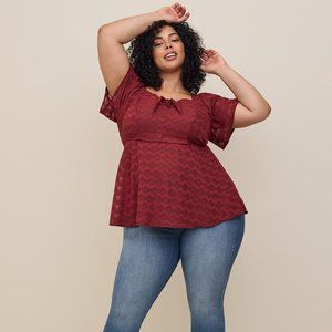 TORRID Fit And Flare Textured Chiffon Top